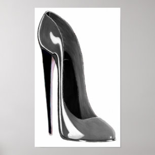 Silver Gray Stiletto Shoe Print