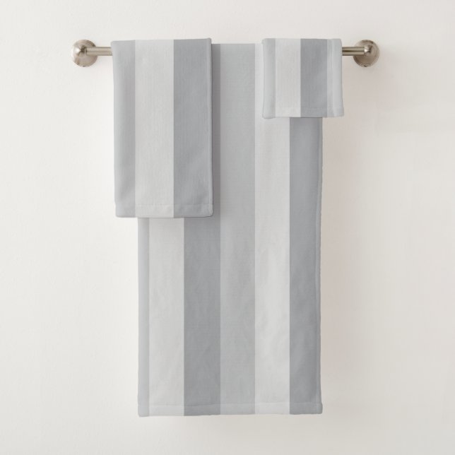 Silver Gray Striped Bath Towel Set (Insitu)