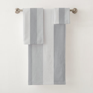 Silver Gray Striped Bath Towel Set