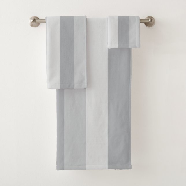 Silver Gray Striped Bath Towel Set (Insitu)