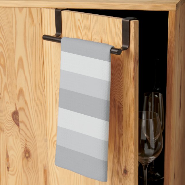 Silver Gray Striped Kitchen Towel (Thirds Fold)