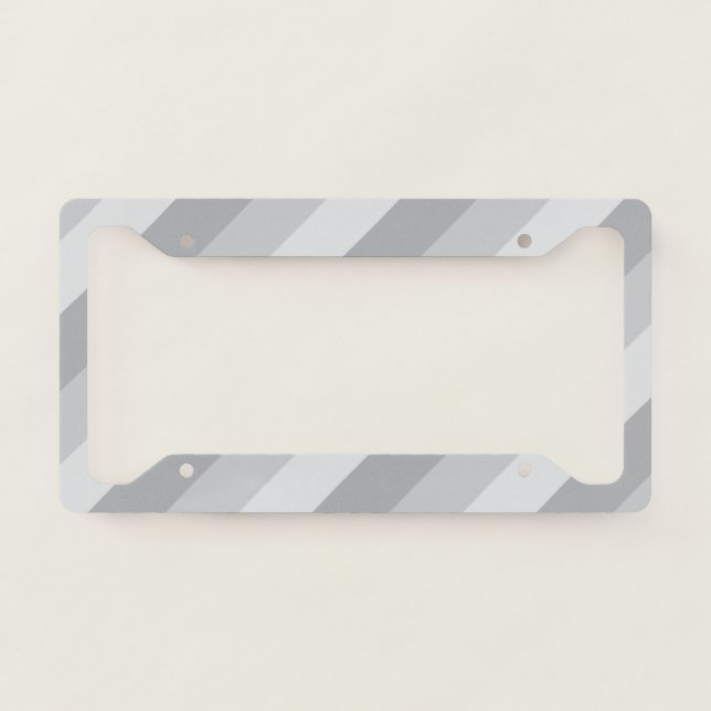 Silver Gray Striped License Plate Frame (Front)