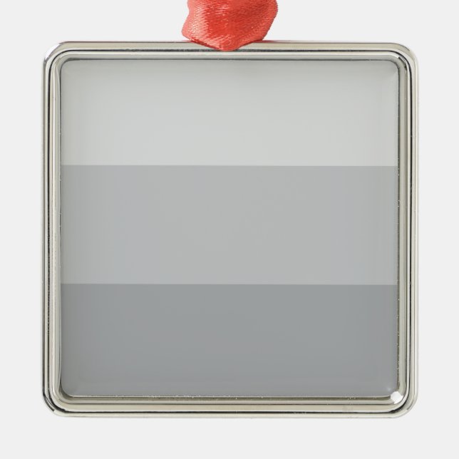 Silver Gray Striped Metal Ornament (Front)