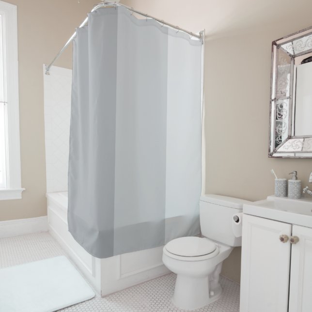 Silver Gray Striped Shower Curtain (In Situ)