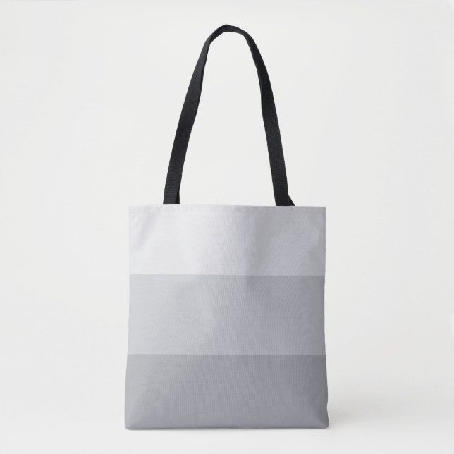 Silver Gray Striped Tote Bag (Front)