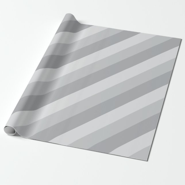 Silver Gray Striped Wrapping Paper (Unrolled)
