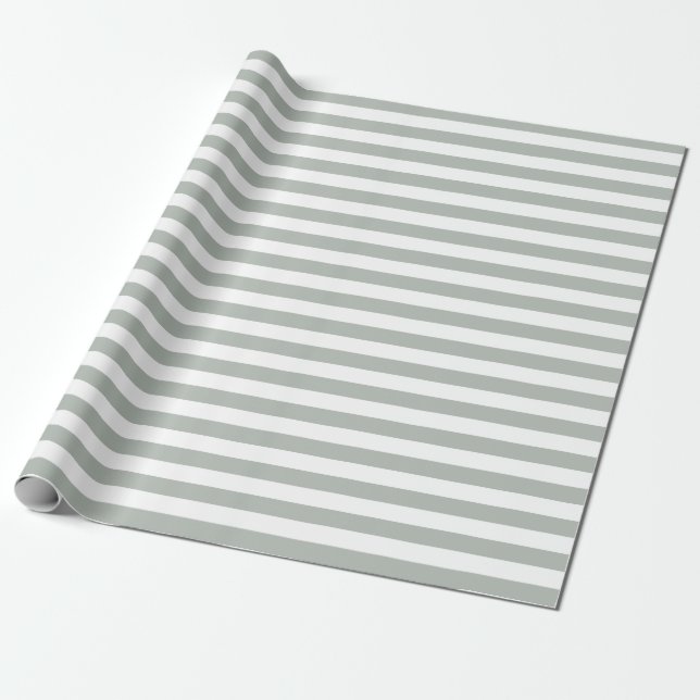 Silver Gray Stripes Wrapping Paper (Unrolled)