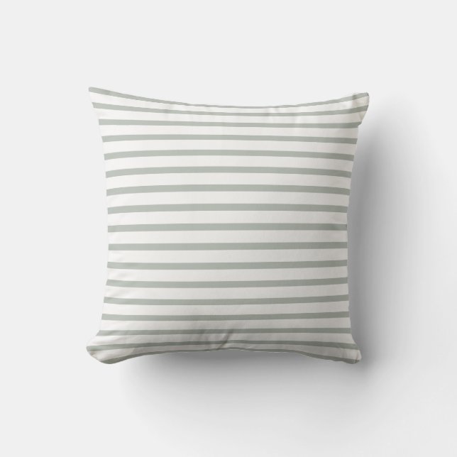Silver Gray Summer Stripes Outdoor Pillows (Front)