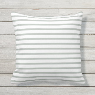 Silver Gray Summer Stripes Outdoor Pillows