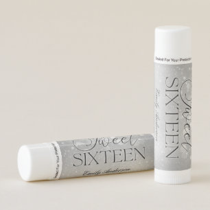 Silver Gray Sweet 16 Birthday Favor Lip Balm