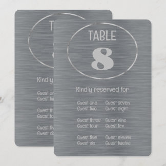 Silver Gray  Table Number and Place Card 