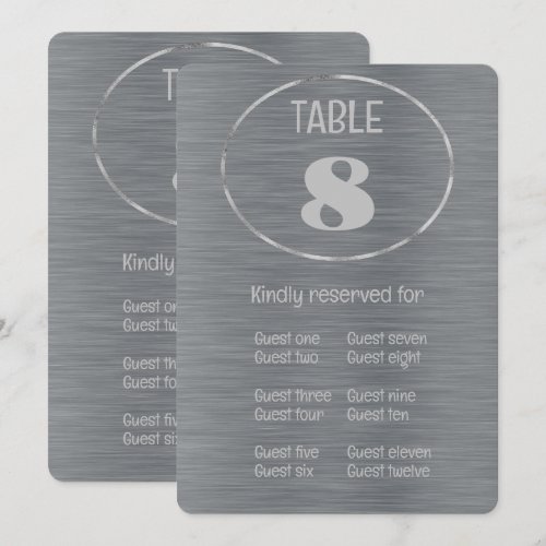 Silver Gray Table Number and Place Card