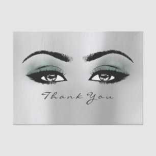 Silver Gray Teal Blush Metallic Thank You Eyes Tissue Paper