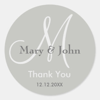 Silver Gray Thank You Wedding Monogram Seal