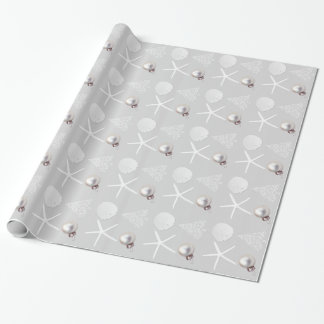 Silver Gray Tropical Christmas Wrapping Paper
