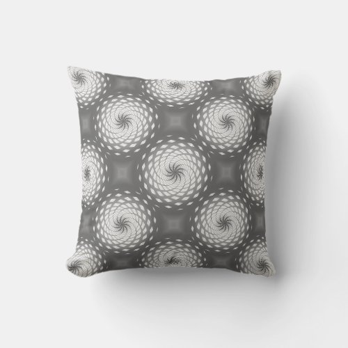 Silver Gray Twirl Pattern Dot Throw Pillow
