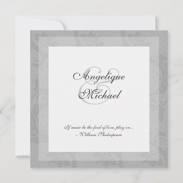 Silver gray wedding anniversary engagement invitation (Front)