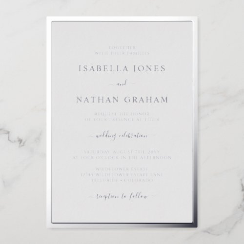 Silver Gray Wedding Foil Invitation