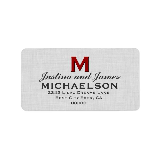 Silver Gray Wedding Monogram M Template V01 Label (Front)