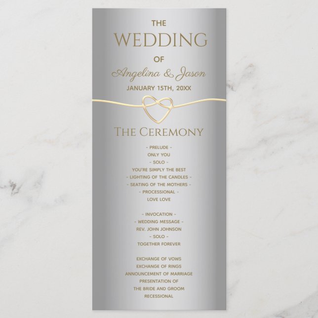 Silver Gray Wedding Program (Front)