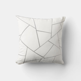 Silver Gray White Geometric Glam #1 (Faux Foil)  Throw Pillow
