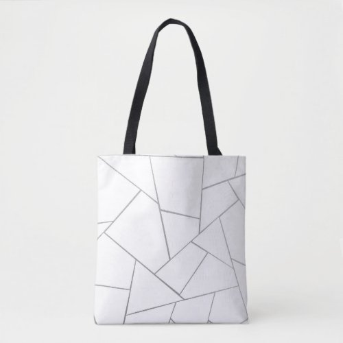 Silver Gray White Geometric Glam 1 Faux Foil  Tote Bag