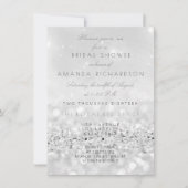 Silver Gray White Glitter Bridal Shower Invitation (Front)