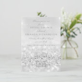 Silver Gray White Glitter Bridal Shower Invitation (Standing Front)