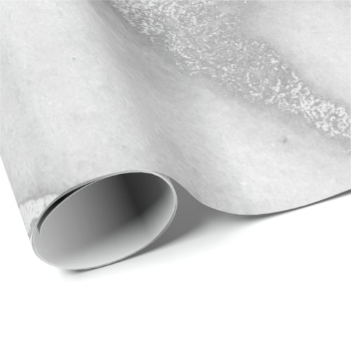 Silver Gray White Marble Metallic Monochromatic Wrapping Paper