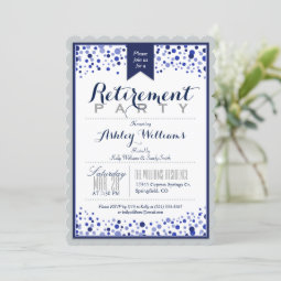 Silver Gray, White, Navy Blue Retirement Party Invitation | Zazzle