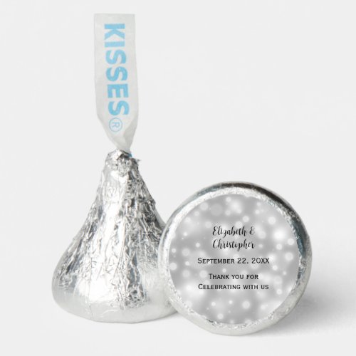 Silver Gray White Sparkles Wedding Chocolate  Hersheys Kisses