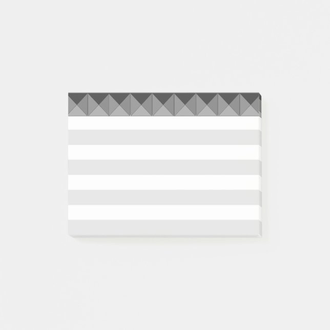 Silver Gray  & White Stripes Post-it Notes (Front)