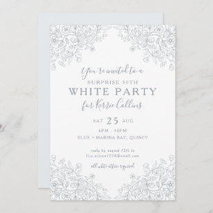 Silver Gray Wildflower Florals 30th Birthday Invitation