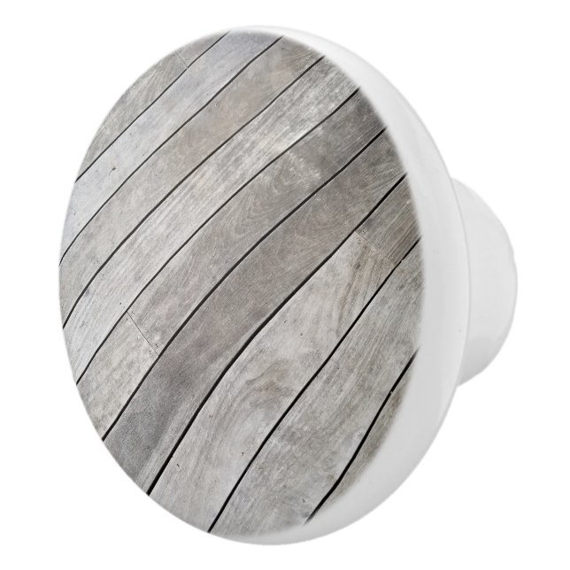 Silver Gray Wooden Deck Boards Ceramic Knob (Right)