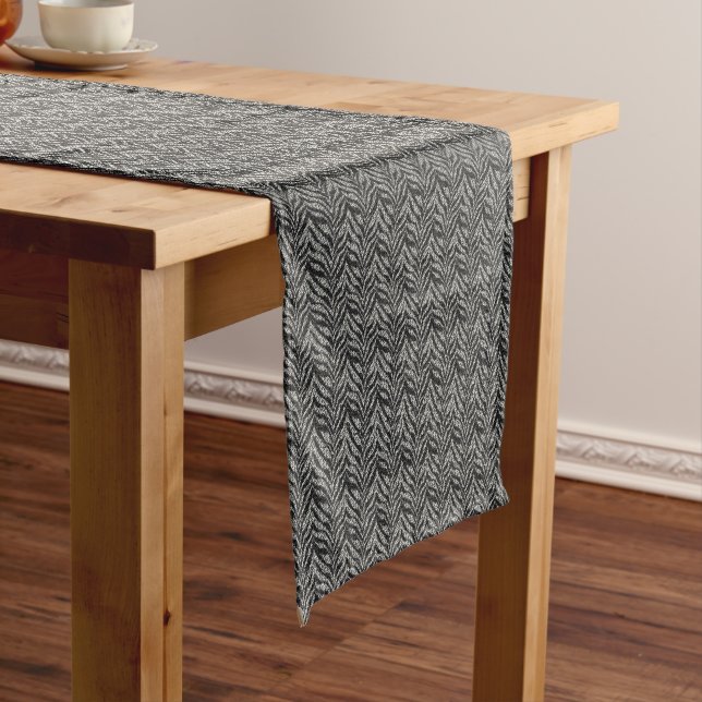 Silver Gray Zebra Stripes Pattern      Short Table Runner (In Situ)