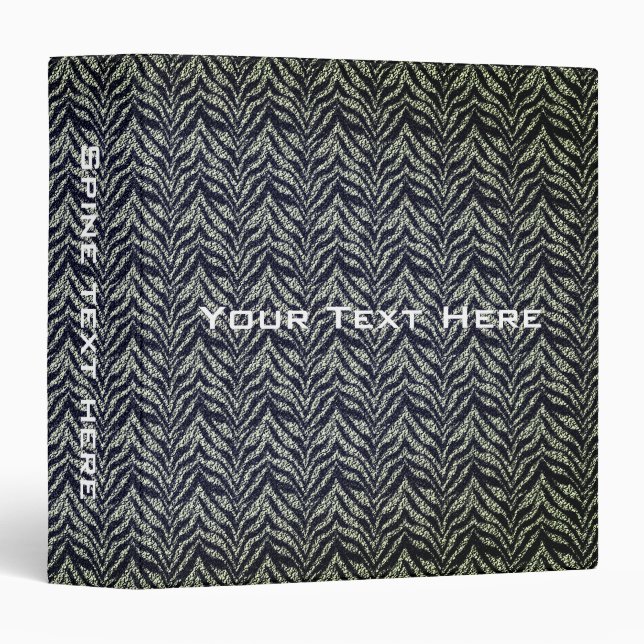 Silver Gray Zebra Stripes Personalized 3 Ring Binder (Front/Spine)
