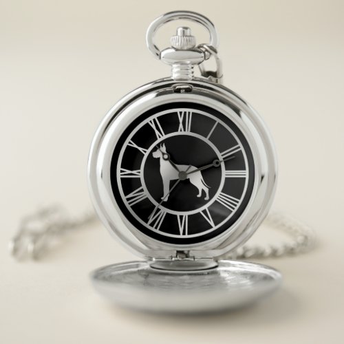 Silver Great Dane Pocket Watch