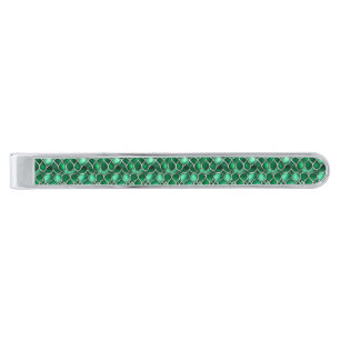 Silver Green Abstract Finish Tie Bar