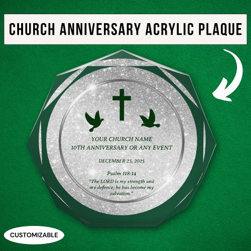 Silver Green Appreciation Church Anniversary Acrylic Award