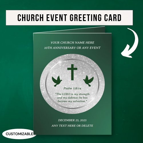 Silver Green Appreciation Church Anniversary Card
