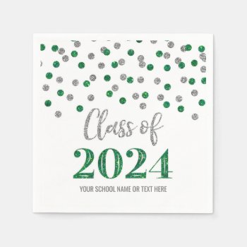 Silver Green Confetti Class Of 2024  Napkins by DreamingMindCards at Zazzle