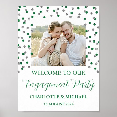 Silver Green Engagement Party 85x11 Photo Poster