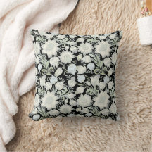 Silver Green Floral Throw Pillow