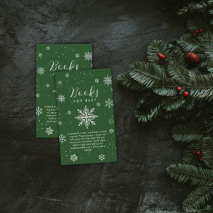 Silver Green Magical Snowflake Books Baby Shower  Enclosure Card