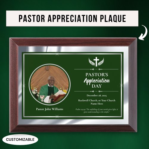 Silver Green Pastor Appreciation Church Award Plaque