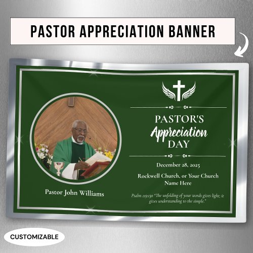 Silver Green Pastor Appreciation Church Event Banner