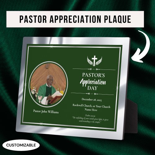 Silver Green Pastor Appreciation Church Event Plaque