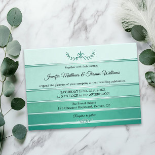 Silver Green Striped Tone on Tone Wedding Invitation