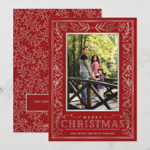 Silver Greenery Christmas Photo Holiday Card
