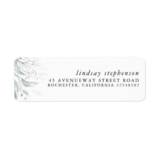Silver Greenery Elegant Modern Label (Front)